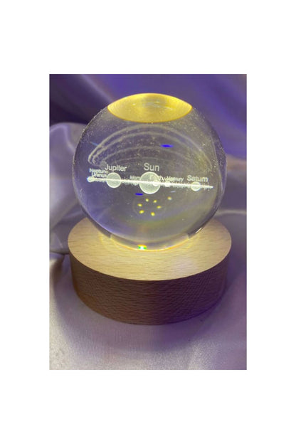 Güneş Sistemi Tasarımlı Işıklı Cam Küre Merkür, Venüs, Dünya, Mars, Jüpiter, Satürn, Uranüs , Neptün