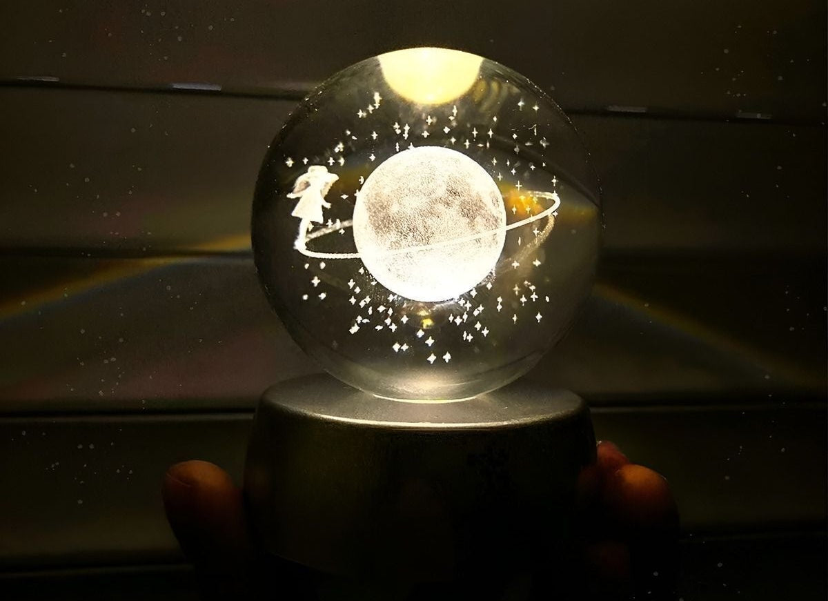 Satürn Cam Küre Renk Değiştiren Kristal Kız Küre Işıklı Küre Pilli