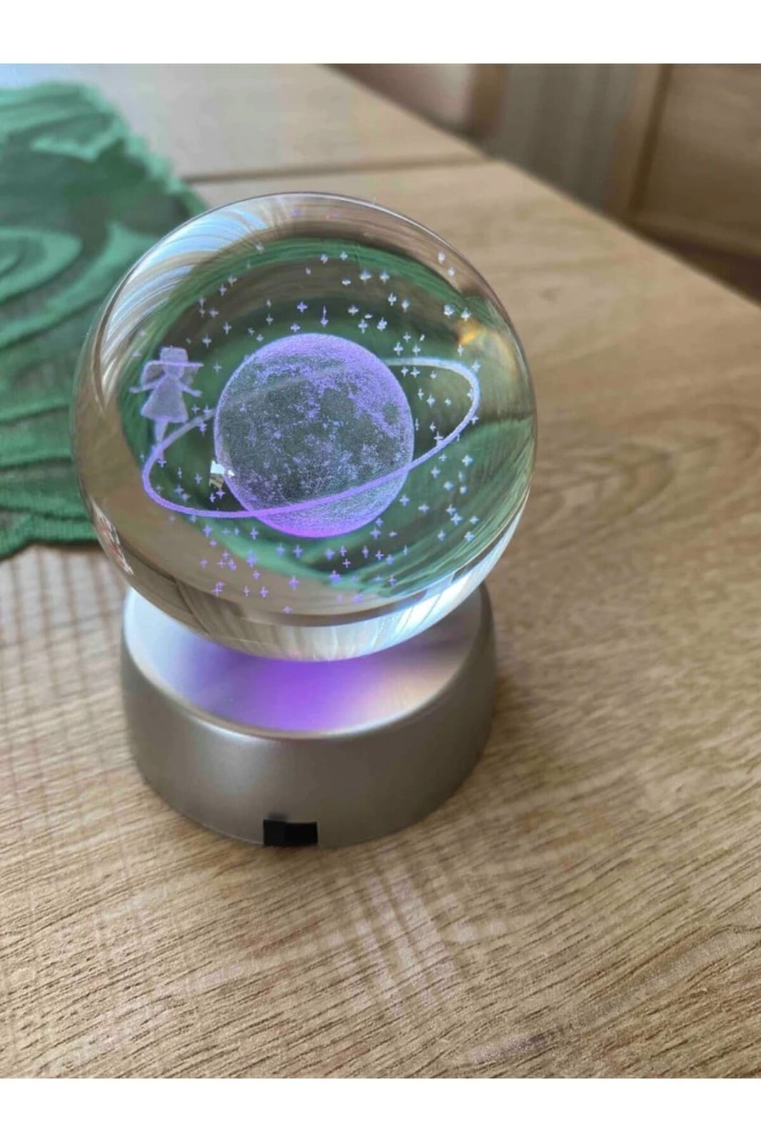 Satürn Cam Küre Renk Değiştiren Kristal Kız Küre Işıklı Küre Pilli