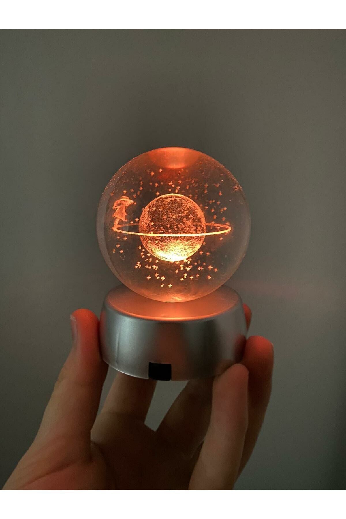 Satürn Cam Küre Renk Değiştiren Kristal Kız Küre Işıklı Küre Pilli