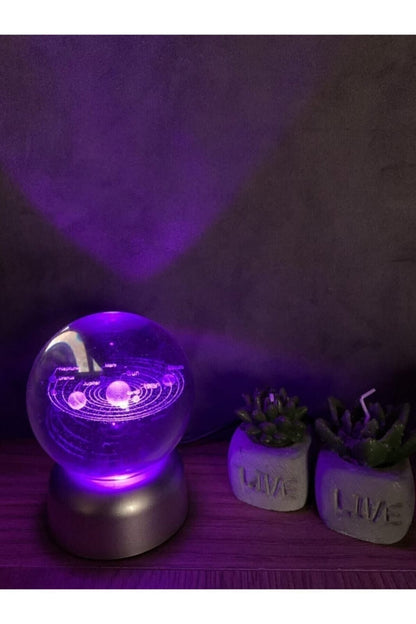 Güneş Sistemi Tasarımlı Işıklı Cam Küre Merkür, Venüs, Dünya, Mars, Jüpiter, Satürn, Uranüs , Neptün