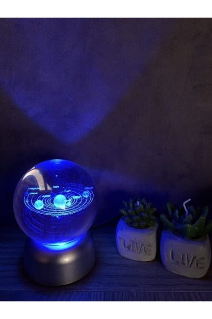Güneş Sistemi Tasarımlı Işıklı Cam Küre Merkür, Venüs, Dünya, Mars, Jüpiter, Satürn, Uranüs , Neptün